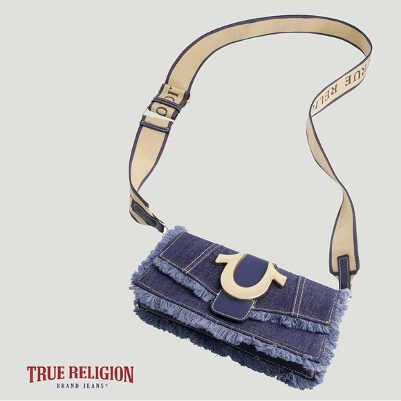 🌟🪬True Religion Frayed Denim Crossbody Bag-NWT🌟🪬 - Picture 3 of 14